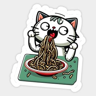 Cat eating spaghetti meme Sticker